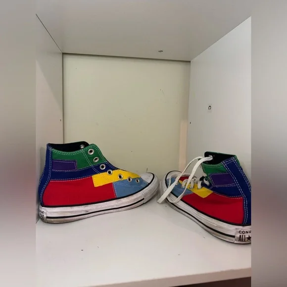 Converse Patchwork High-Top Sneakers Women’s size 7 Men’s size 5 Multicolor - Picture 3 of 5